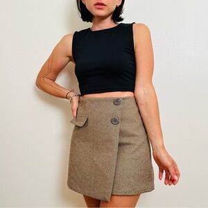 Vintage Handmade Wool Skirt Fold Over Built In Shorts Mini
